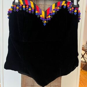 Victor Costa for Bergdorf Goodman Velvet & Beaded Strapless Bustier (Size 6)